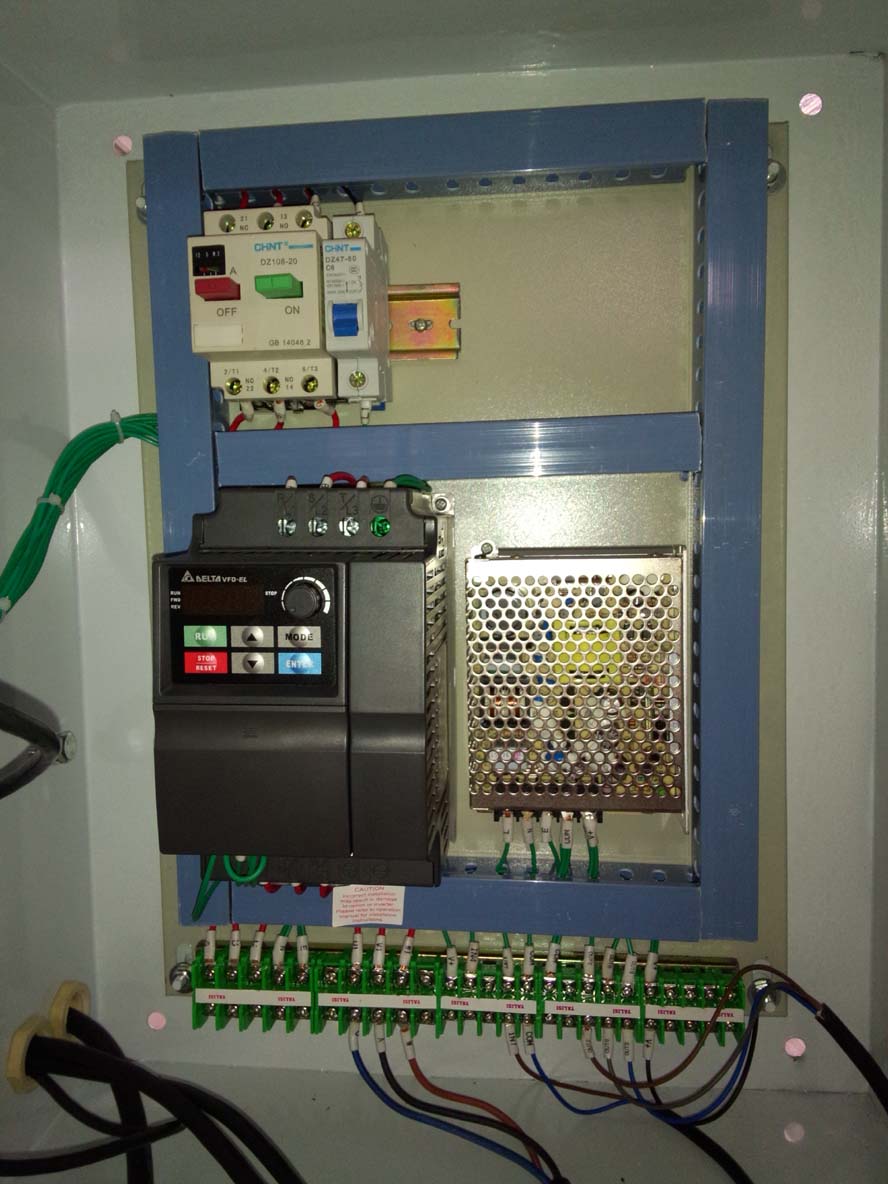 Inside View of Control Panel With Converter of JYDL-25-50 Automatic Weighing and Packing Machine