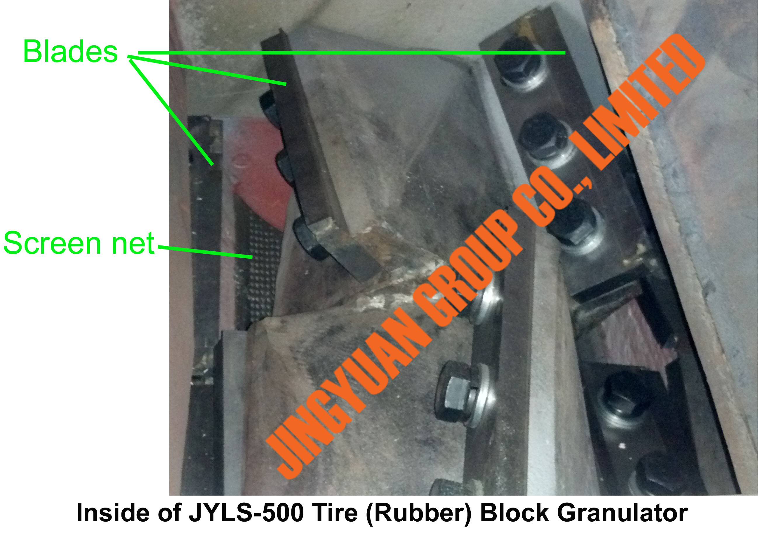 Knives and Screen Net Location in JYLS-500 Rubber Granulator