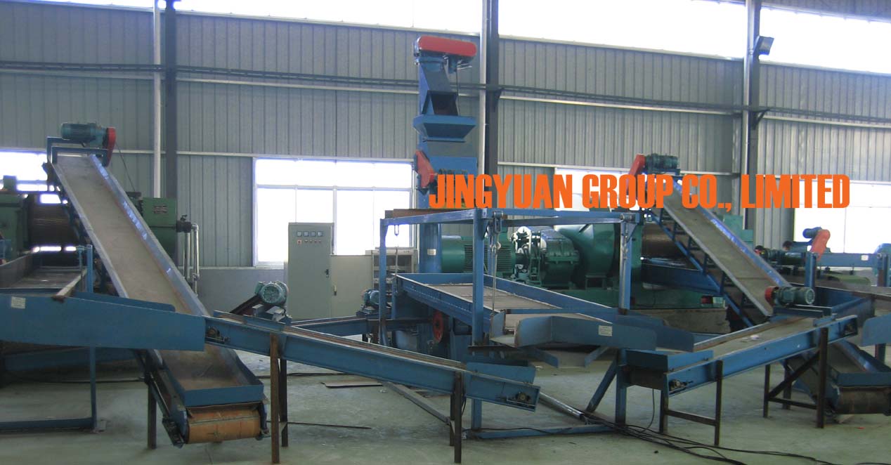 JYCX-202 Double Core Magnetic Separator Built in Multi-crusher Tire Block Crushing Line