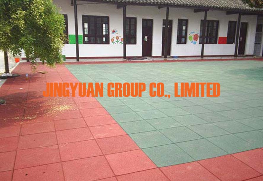 Rubber Floor Tiles Used at Kindergarten Courtyard